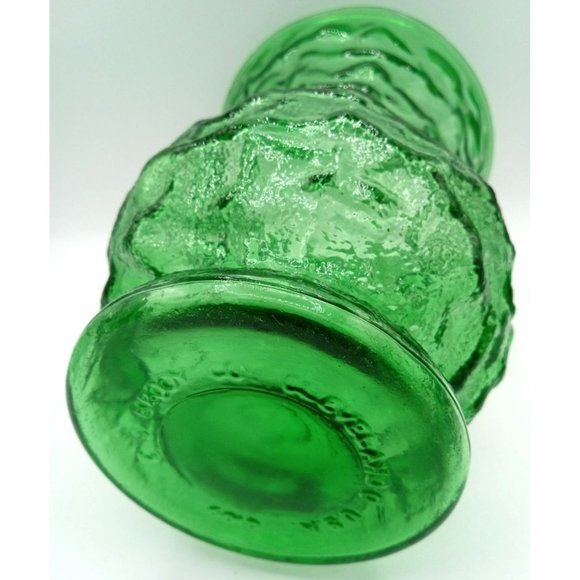Brody Co Flower Vase Emerald Green Crinkle Glass Vintage 8 Inch Cleveland USA - Picture 8 of 12
